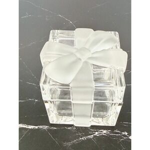 VTG Tiffany & Co. Crystal Box with Frosted Bow 3" Square